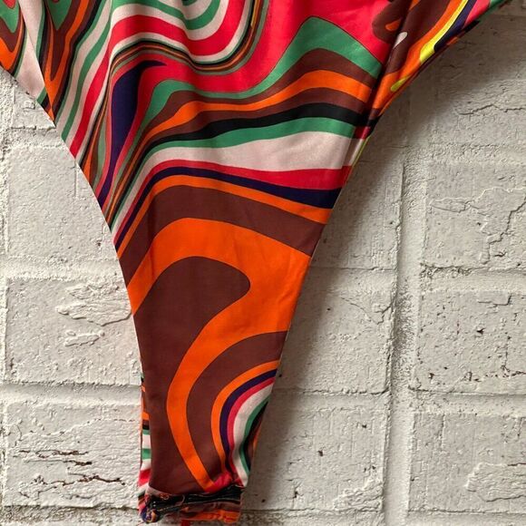 Misguided Orange bodysuit marble print Plus Curvy 14 NWT - Picture 6 of 13